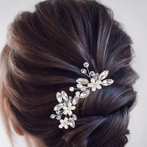 03 Braided pearl rhinestone hair pin R135