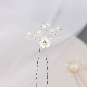 07 Handmade pearl & crystal floral hair pin R70 02